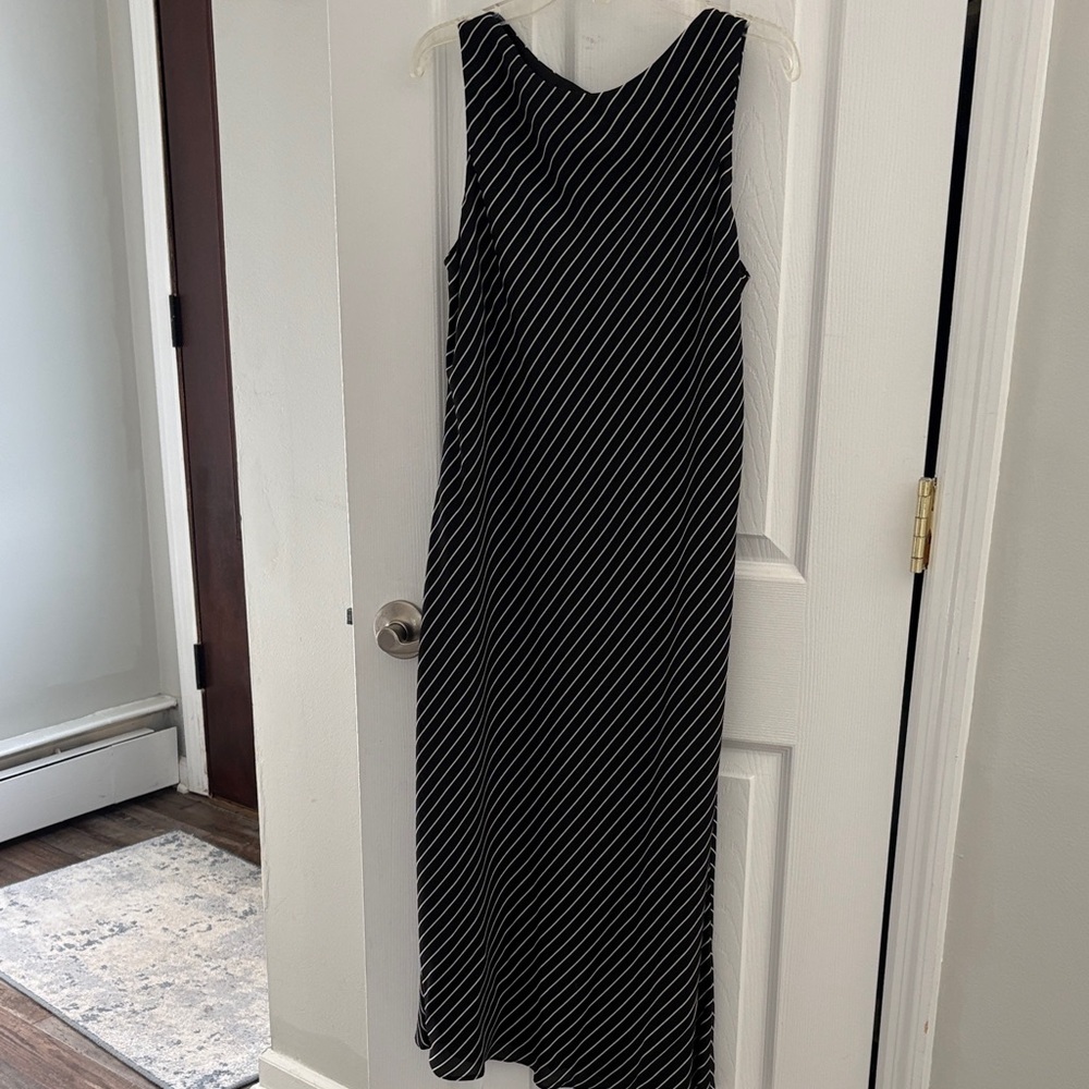 Lauren Ralph Lauren Black and White Diagonal Stripe Sleeveless Maxi Dress